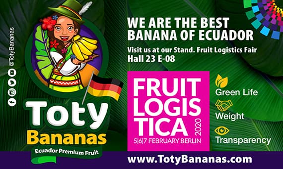 FrutiBanana banner at Fruitlogistica 2020 Berlin — We Are The Best Banana of Ecuador